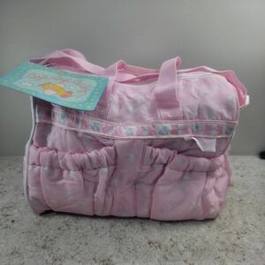 Bye Bye Baby by Baby Connection Diaper Bag Pink Bunny Heart Print with Mat NWT